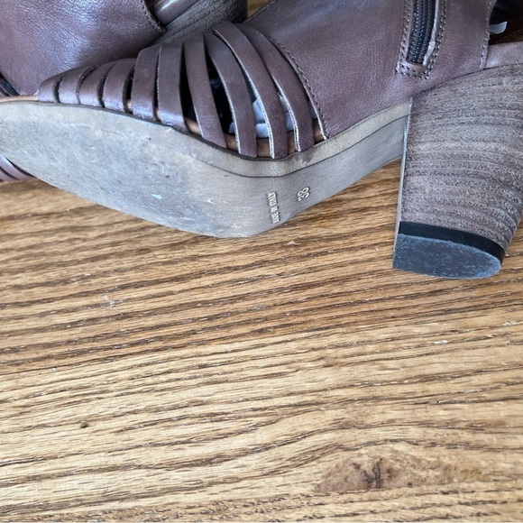 Fabianelli Shoes Women’s Italian 38 Leather Woven Open Toe Ankle Booties - Picture 6 of 7